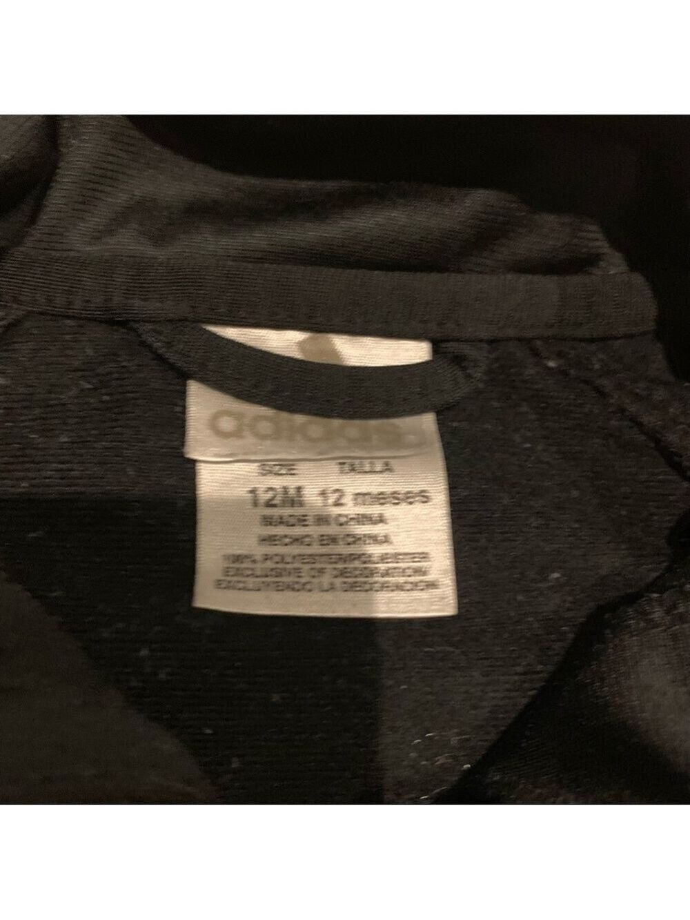 ADIDAS Black & White Zip up Jacket 12 months - Picture 4 of 5